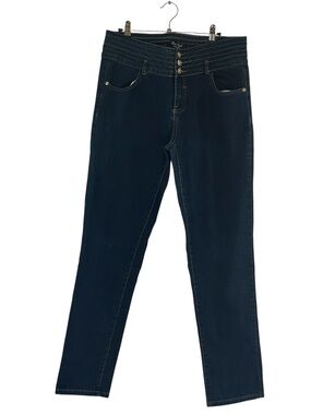 Sweet Look Premium Dark Wash High Rise Multi-Button Stretch Jeans Women’s Sz17